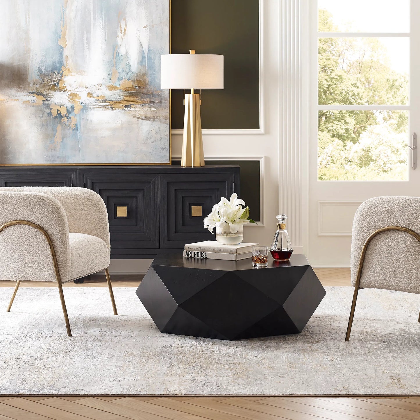 009 SR-897302 | Unknown | Volker Small Coffee Table by Uttermost in black. Made from mdf carb phase 2 with javawood in a eclectic & global style.