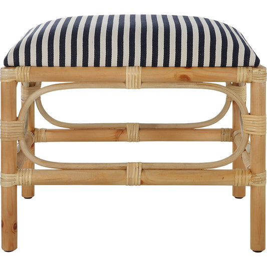Laguna Small Bench by Uttermost. Made from pine wood, foam, fabric in a coastal style.