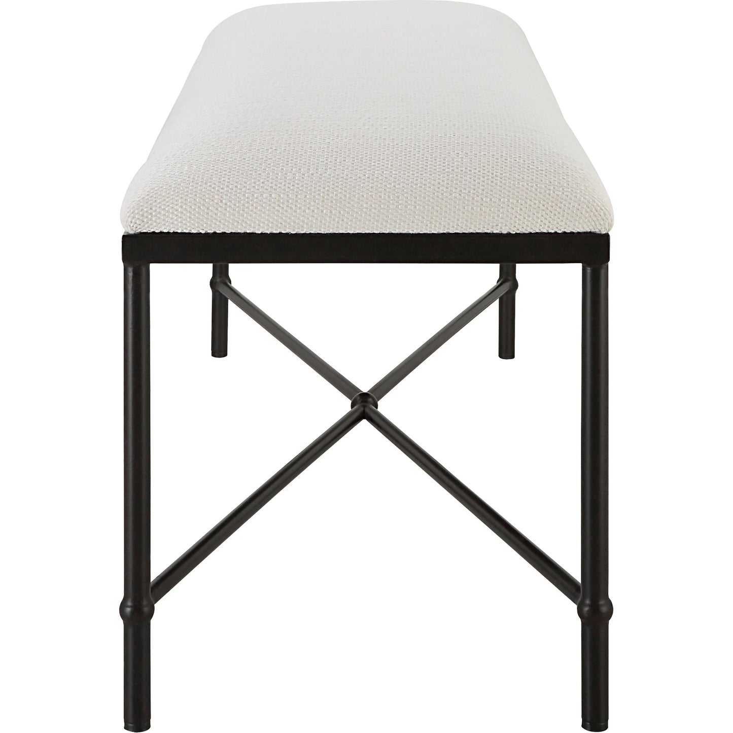 004 SI-1923674 | Additional Silo | Avenham Bench by Uttermost in satin black. Made from foam, fabric, mdf, iron in a coastal style.
