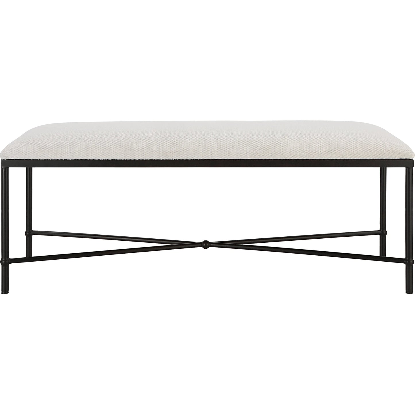 001 SI-1923674 | Primary Silo | Avenham Bench by Uttermost in satin black. Made from foam, fabric, mdf, iron in a coastal style.