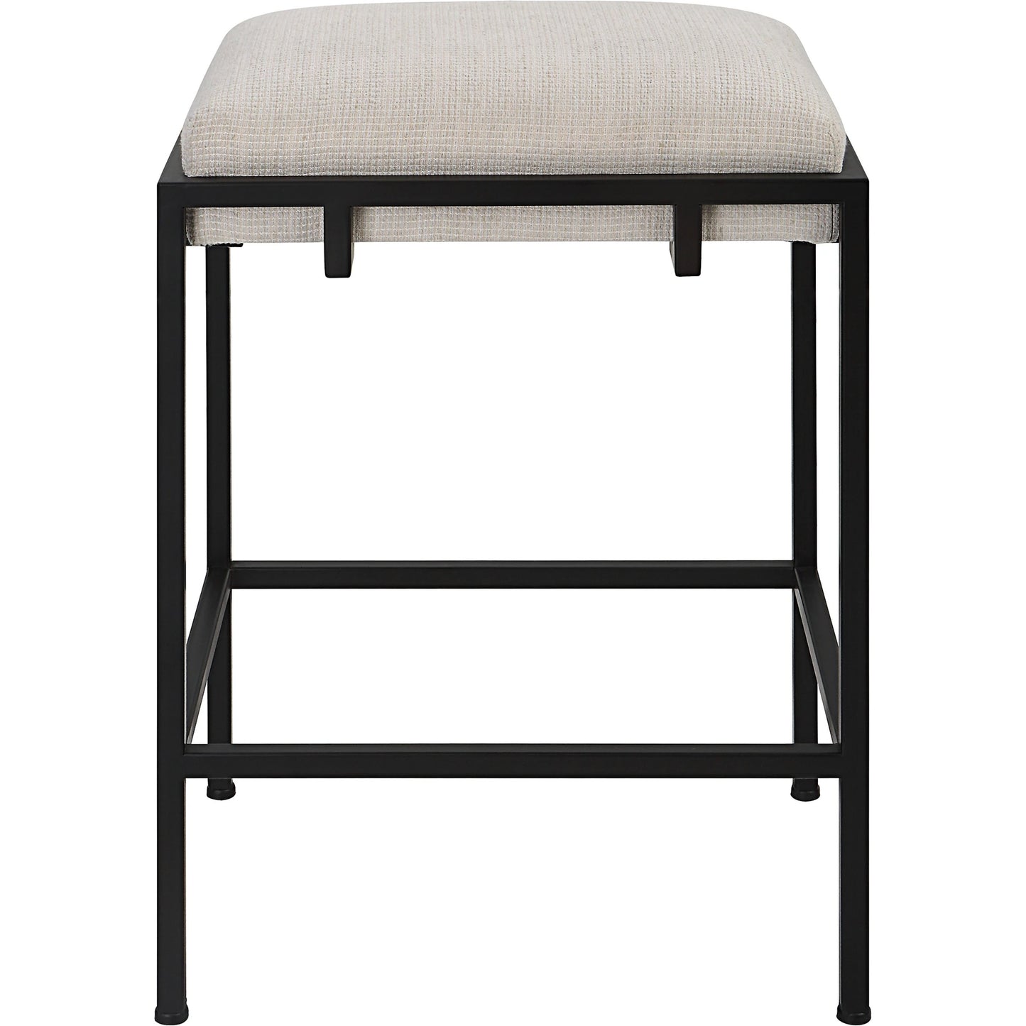 001 SI-1923680 | Primary Silo | Paradox Counter Stool by Uttermost in matte black. Made from iron, mdf, foam, polyester in a modern style.