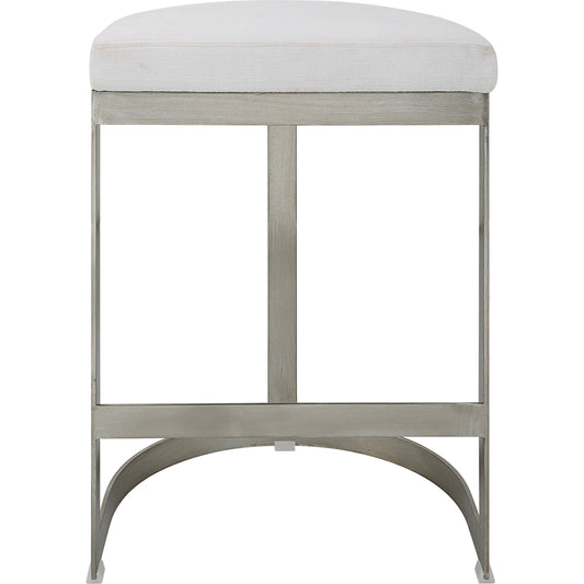 Ivanna Backless Counter Stool by Uttermost in silver. Made from metal, mdf in a modern style.