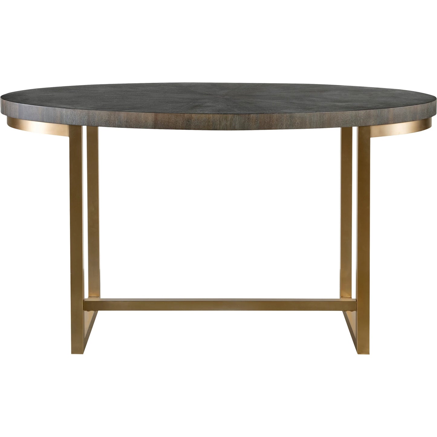 001 SI-1981340 | Primary Silo | Taja Oval Desk by Uttermost in dark walnut, gray. Made from mdf, acacia veneer, brushed stainless steel in a modern style.