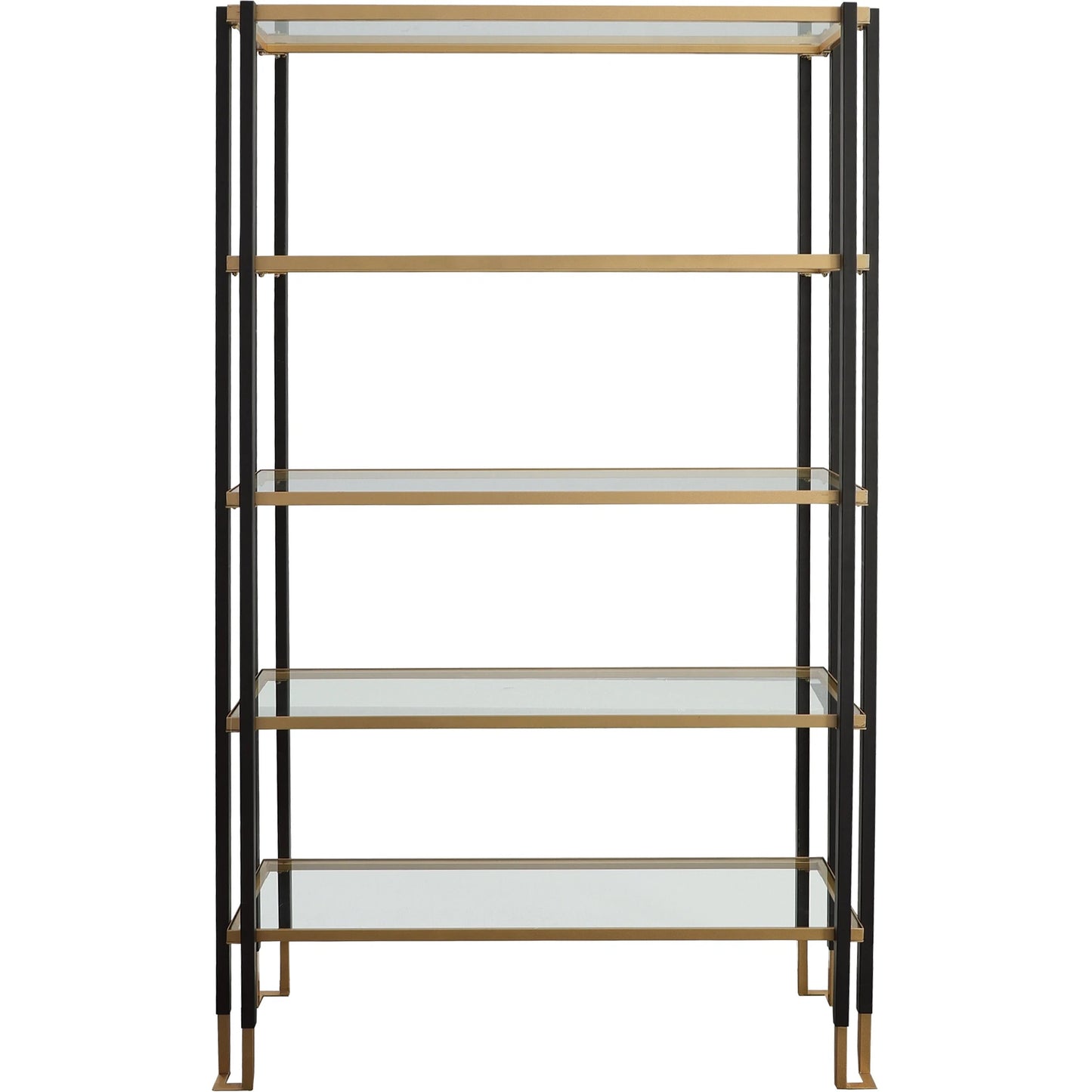 001 SI-1981343 | Primary Silo | Kentmore Etagere by Uttermost in matte black, brushed gold. Made from iron, tempered glass in a modern style.