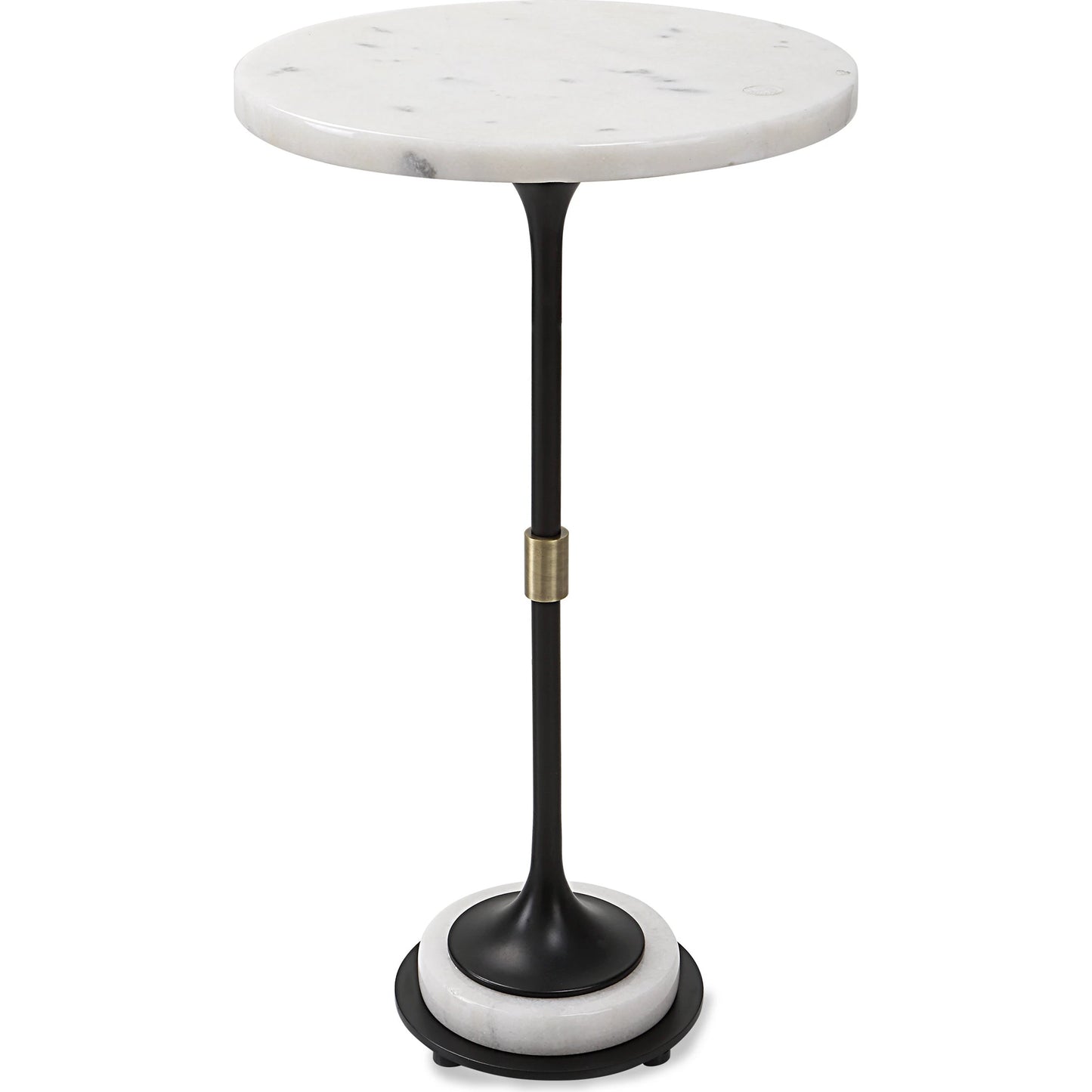 001 SI-1981345 | Primary Silo | Sentry Accent Table by Uttermost in black, polished white. Made from iron, marble in a modern style.