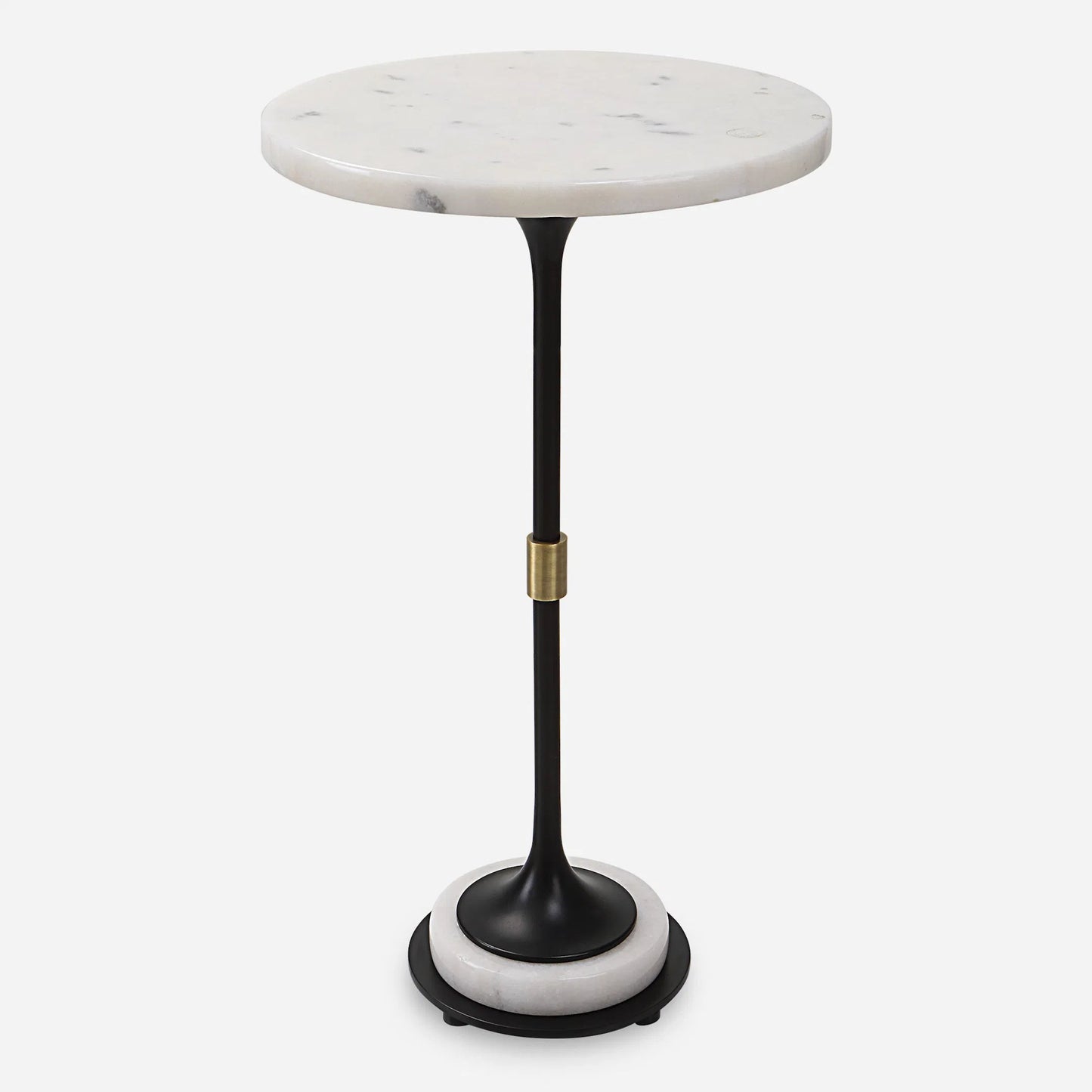 002 SI-1981345 | Primary Silo | Sentry Accent Table by Uttermost in black, polished white. Made from iron, marble in a modern style.