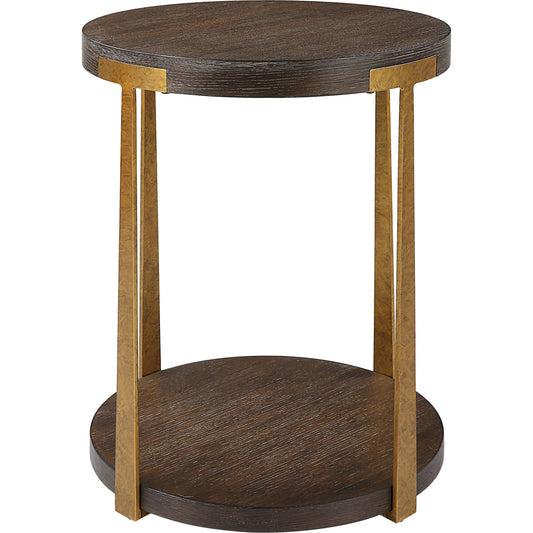 Palisade Side Table by Uttermost in coffee, antique gold. Made from mdf, metal, veneer in a modern style.