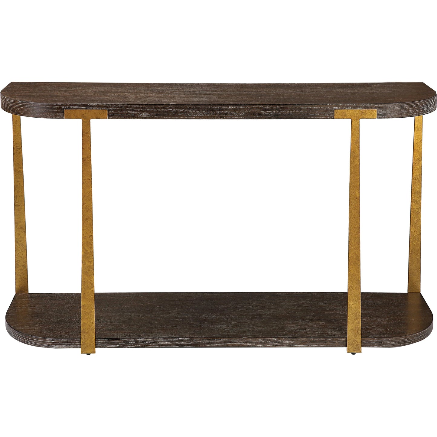 001 SI-1981381 | Primary Silo | Palisade Console Table by Uttermost in coffee, antique gold. Made from mdf, oak veneer, metal in a modern style.