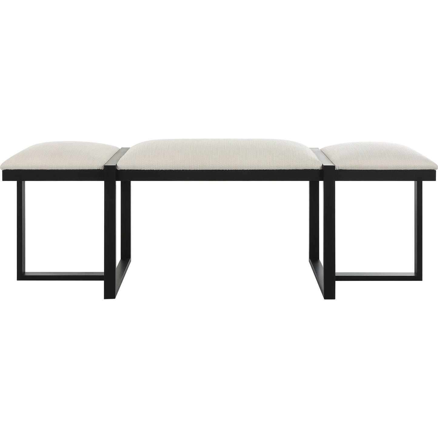 001 SI-1981332 | Primary Silo | Triple Cloud Bench by Uttermost in white and black. Made from iron, mdf, polyester, foam in a modern style.