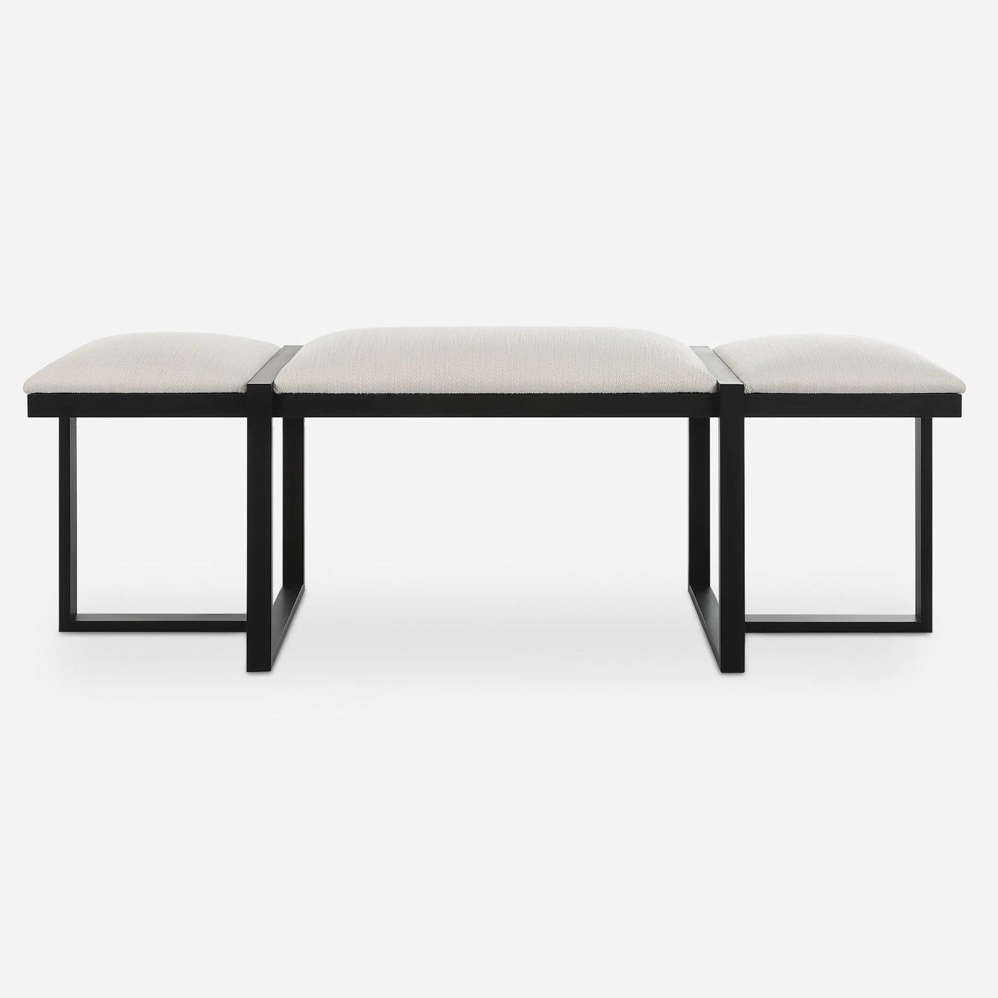 002 SI-1981332 | Primary Silo | Triple Cloud Bench by Uttermost in white and black. Made from iron, mdf, polyester, foam in a modern style.