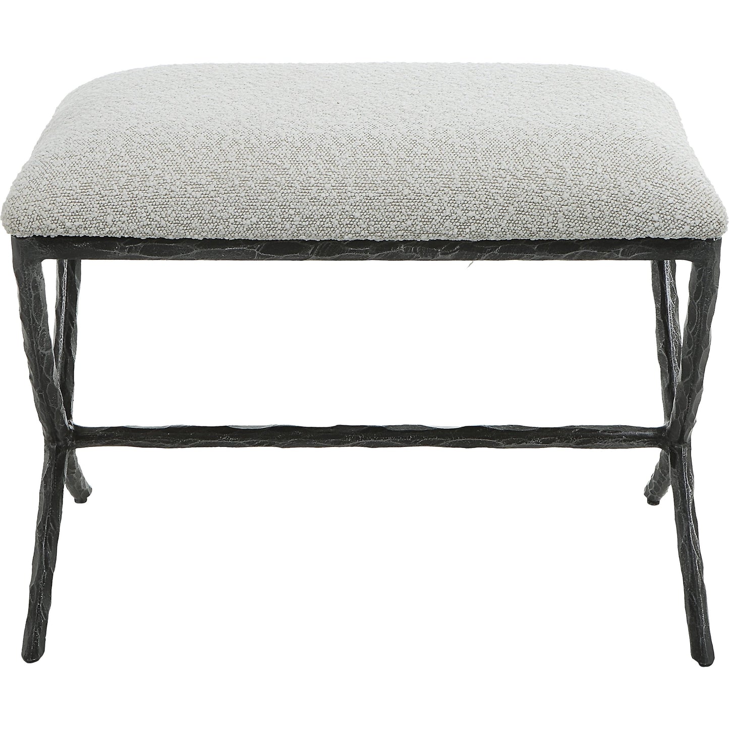 001 SI-1981323 | Primary Silo | Brisby Fabric Bench by Uttermost in ivory, gray and charcoal. Made from cast iron, mdf, foam, fabric in a modern style.