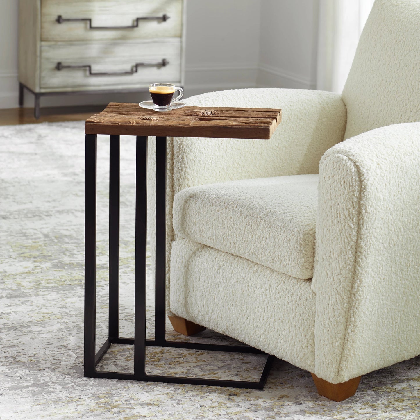 009 SI-2016430 | Lifestyle | Union Accent Table by Uttermost in rustic brown. Made from wood, iron in a modern style.
