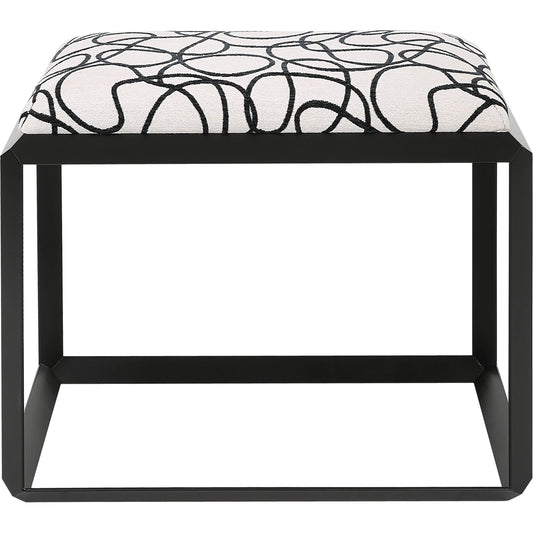 Curls Bench by Uttermost in stone gray and satin black. Made from iron, mdf, polyester, foam in a modern style.