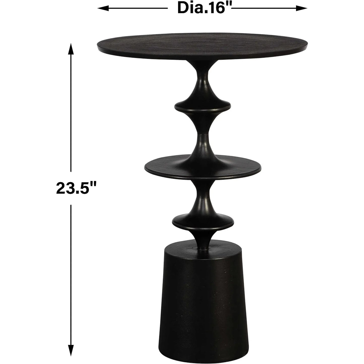 006 SI-2108101 | Unknown | Flight Textured Accent Table by Uttermost in black. Made from aluminum in a modern style.