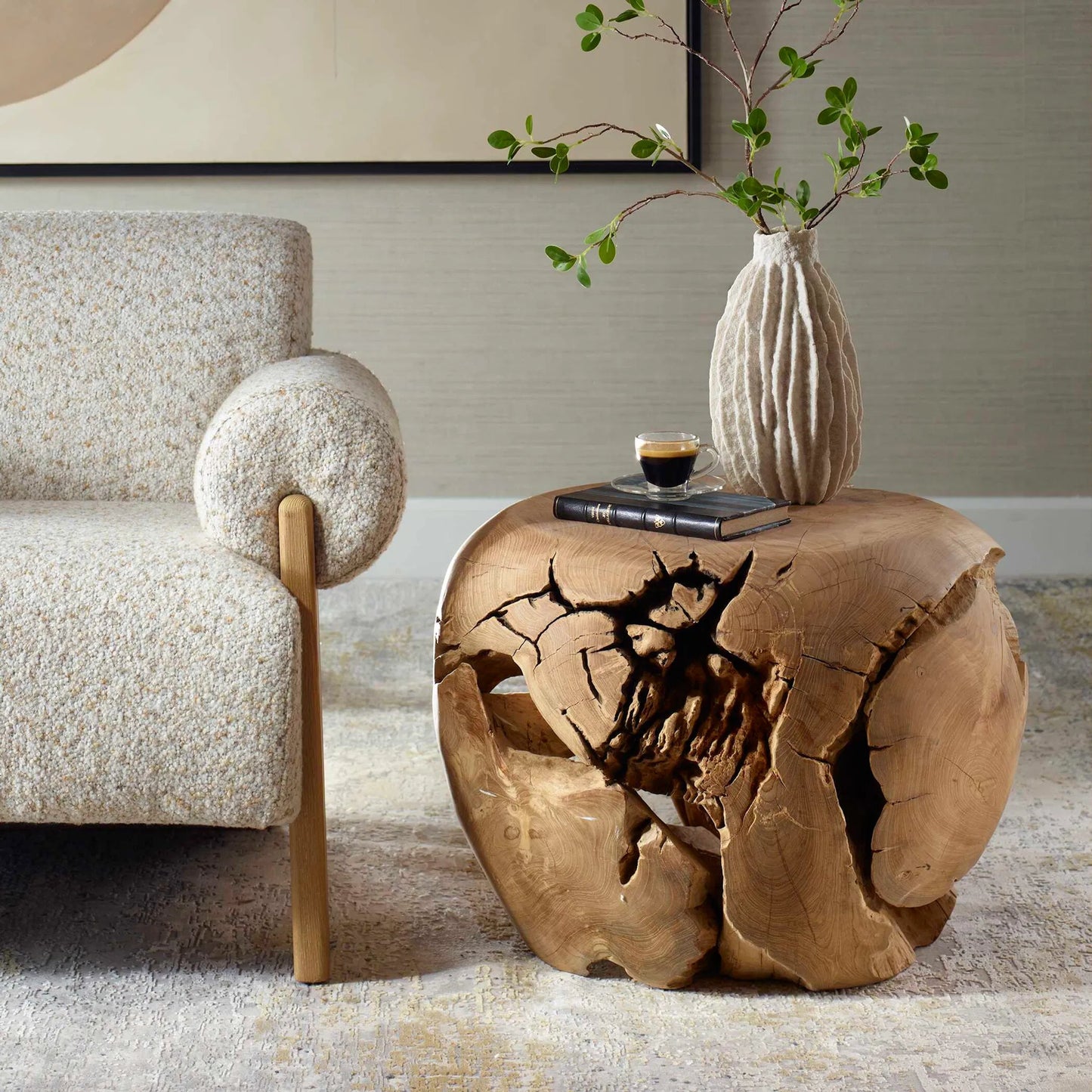 012 SI-2108102 | Unknown | Sola Handcrafted Side Table by Uttermost in teak. Made from teak wood in a rustic style.