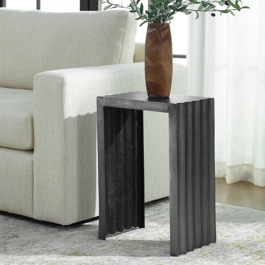 In the Groove Accent Table by Uttermost in nickel. Made from aluminum in a modern style.