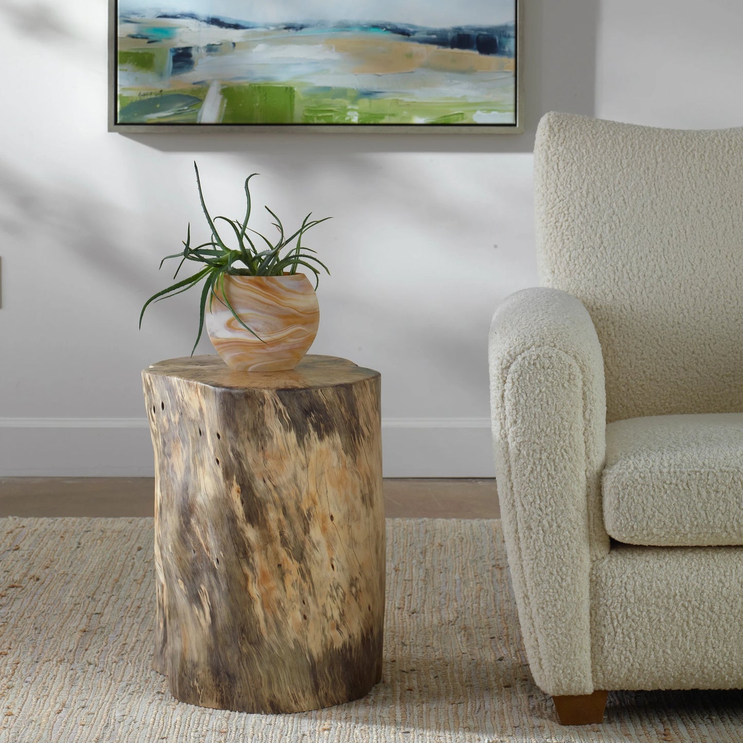 004 SI-2146833 | Lifestyle | Habitat Natural Accent Stool by Uttermost in natural. Made from tamarind wood in a rustic style.