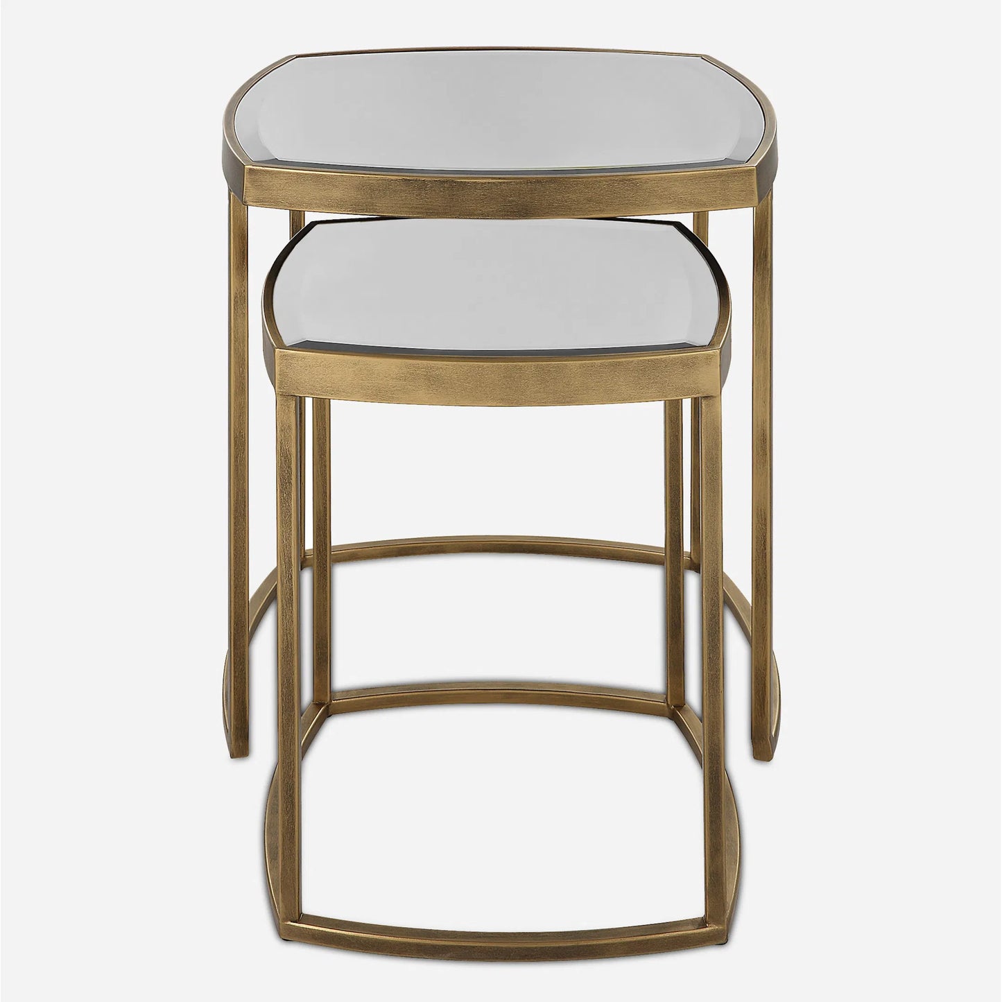 002 SI-2108106 | Primary Silo | Vista Nesting Tables by Uttermost in antique gold. Made from iron, mirror in a modern style.