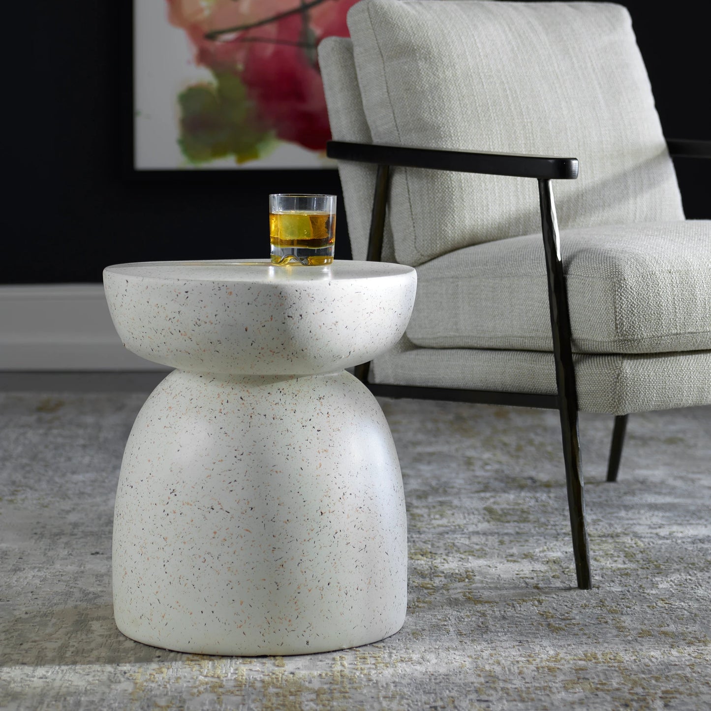 002 SI-2146841 | Lifestyle | Inhale Accent Table by Uttermost in white. Made from resin in a modern style.