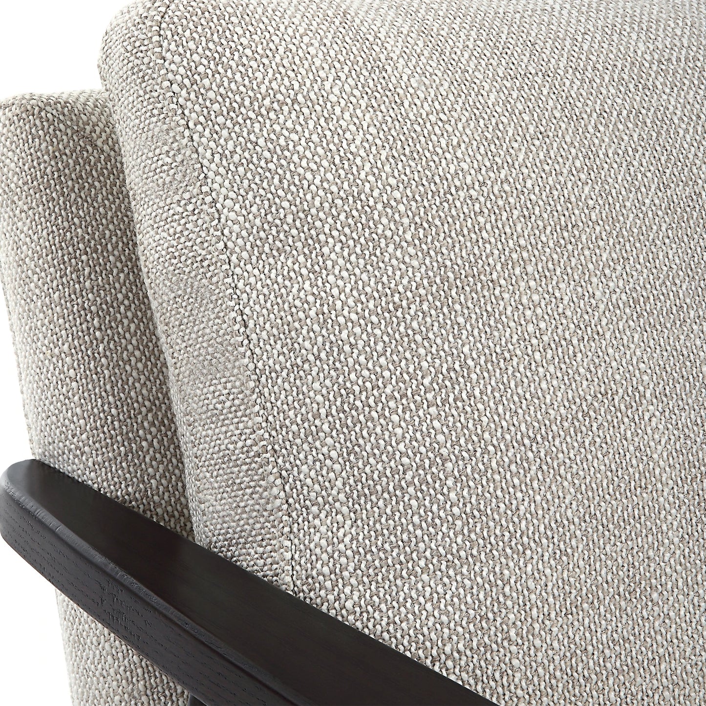 009 SI-2146867 | Closeup | Sebastian Accent Chair by Uttermost in ivory, beige and dark bronze, dark walnut. Made from iron, oak, fabric, foam, down, plywood in a modern style.