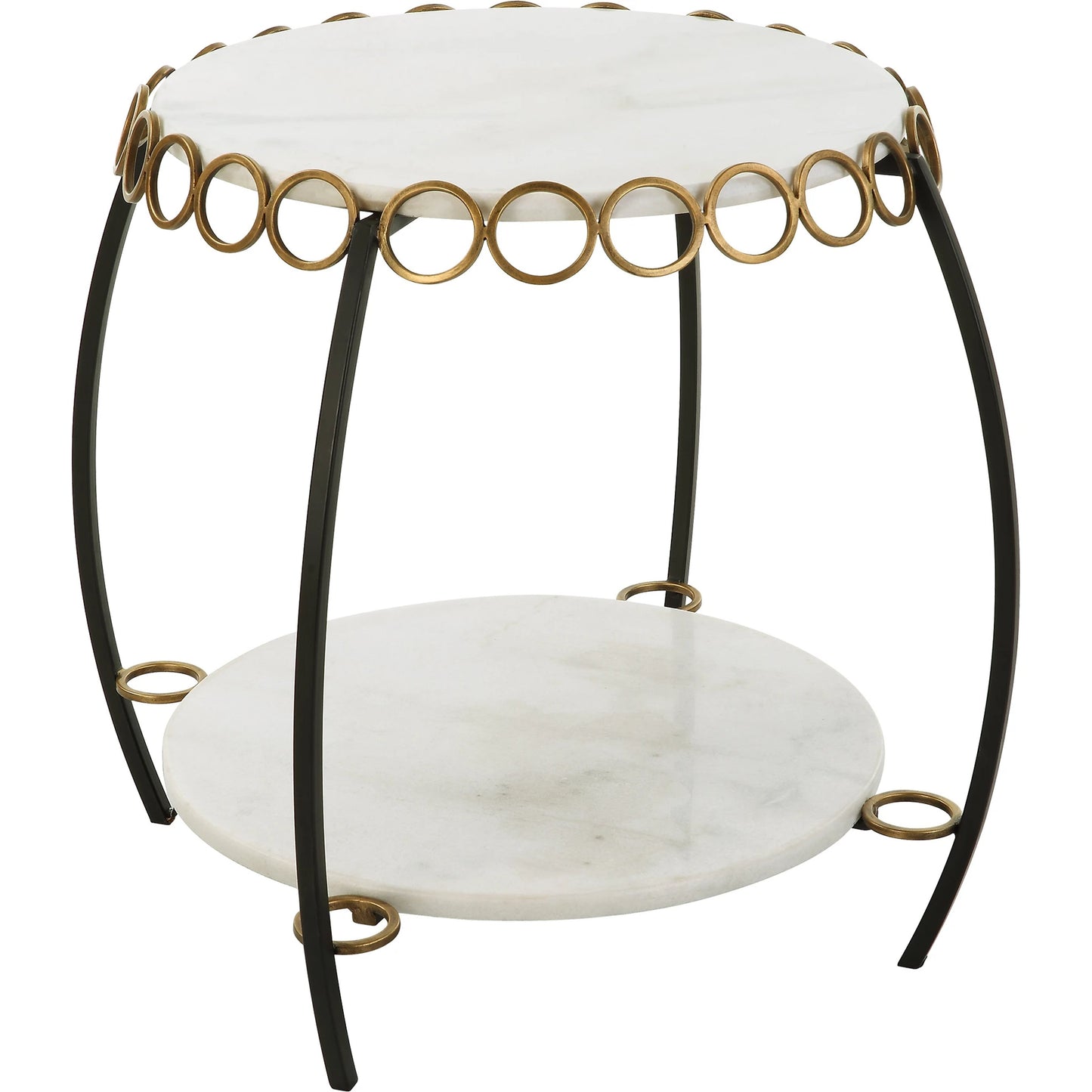 001 SI-2146849 | Primary Silo | Chainlink Side Table by Uttermost in gold. Made from marble, iron in a modern style.