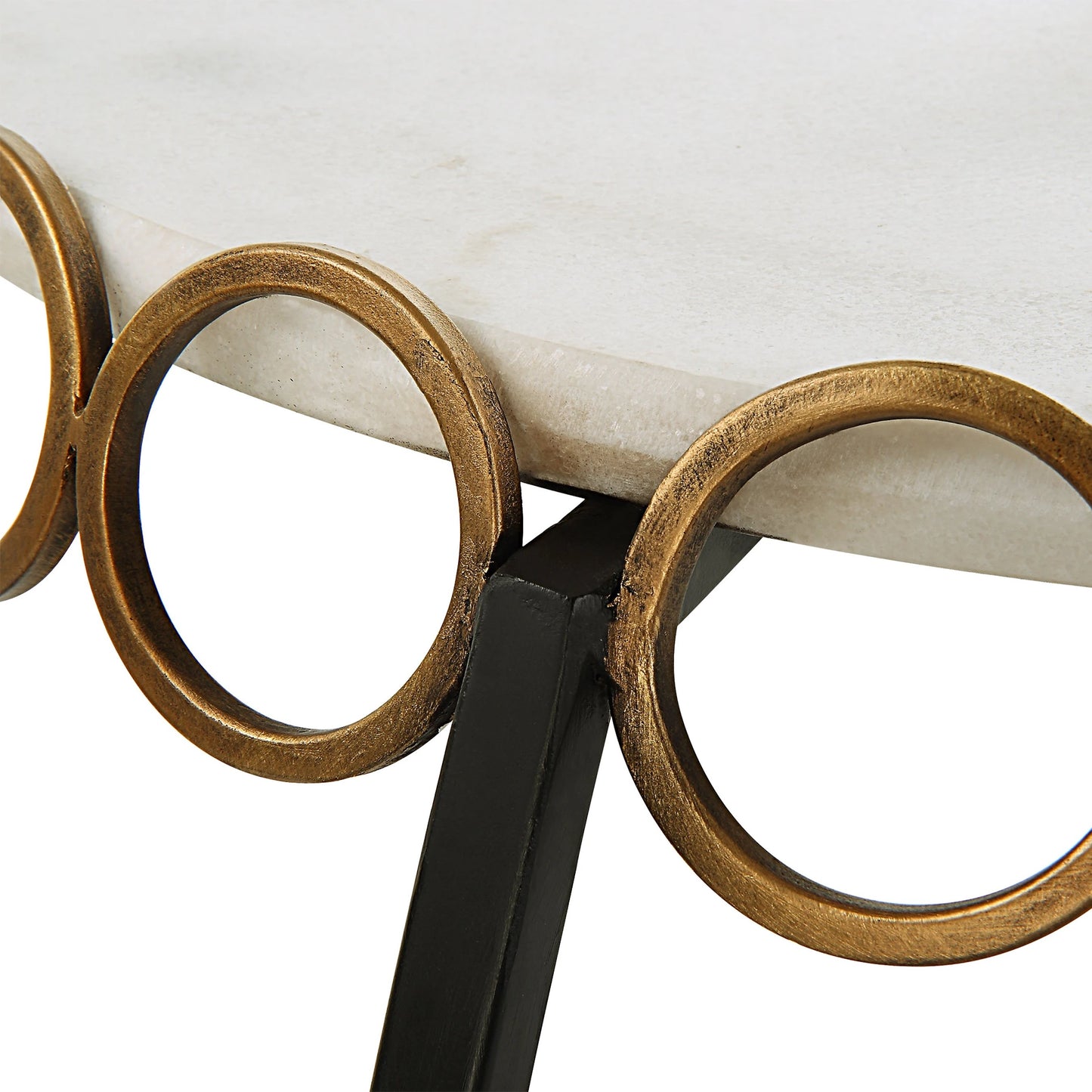 005 SI-2146849 | Closeup | Chainlink Side Table by Uttermost in gold. Made from marble, iron in a modern style.