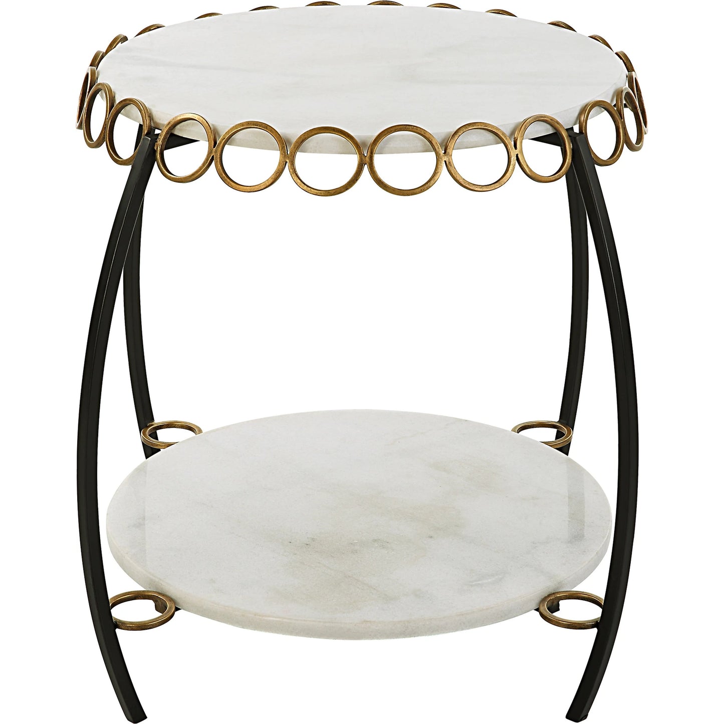 002 SI-2146849 | Additional Silo | Chainlink Side Table by Uttermost in gold. Made from marble, iron in a modern style.