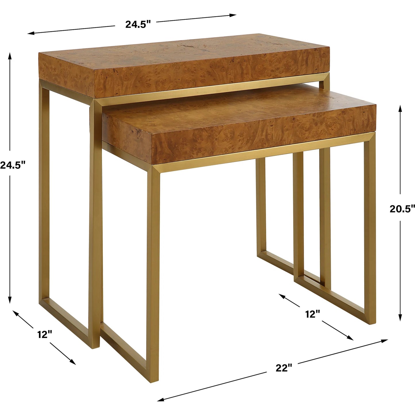 008 SI-2262229 | Unknown | Burl-Esque Nesting Tables by Uttermost in brass. Made from plywood, stainless steel in a unique style.