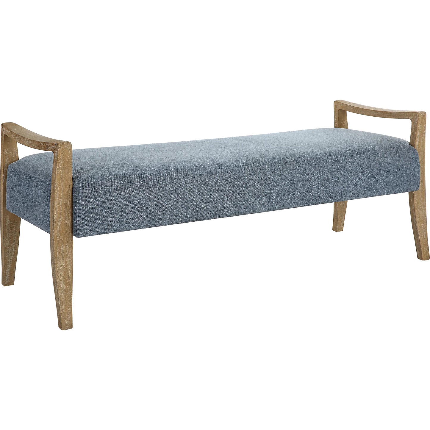 001 SI-2262257 | Primary Silo | Daylight Sky Bench by Uttermost in blue. Made from rubber wood, plywood, fabric, foam in a unique style.