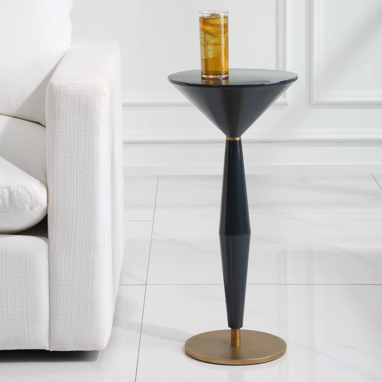 001 SI-2262299 | Lifestyle | Luster Navy Accent Table by Uttermost in brass. Made from iron in a eclectic & global style.