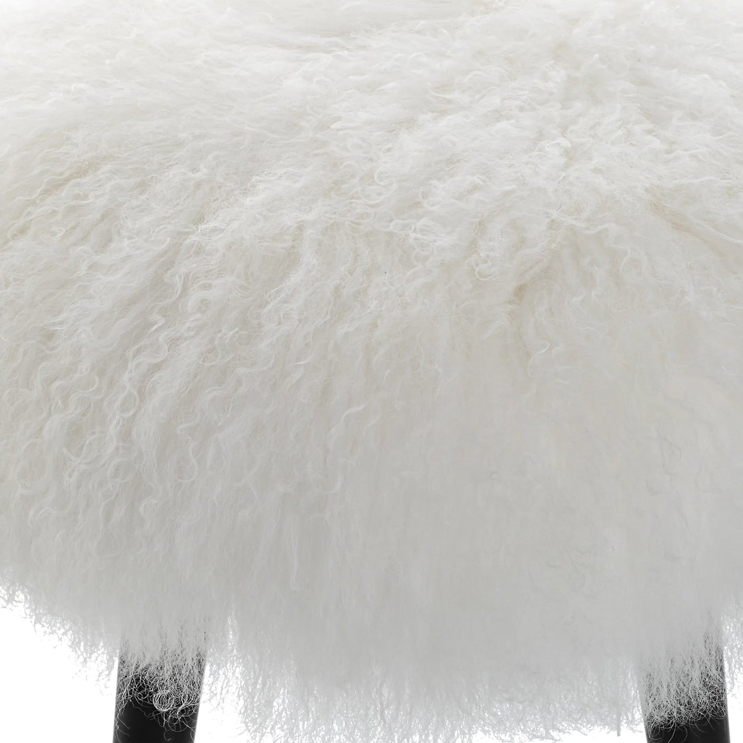 006 SI-2262258 | Lifestyle | Wooly Sheepskin Accent Stool by Uttermost in black. Made from rubber wood, real sheepskin, foam, plywood in a unique style.