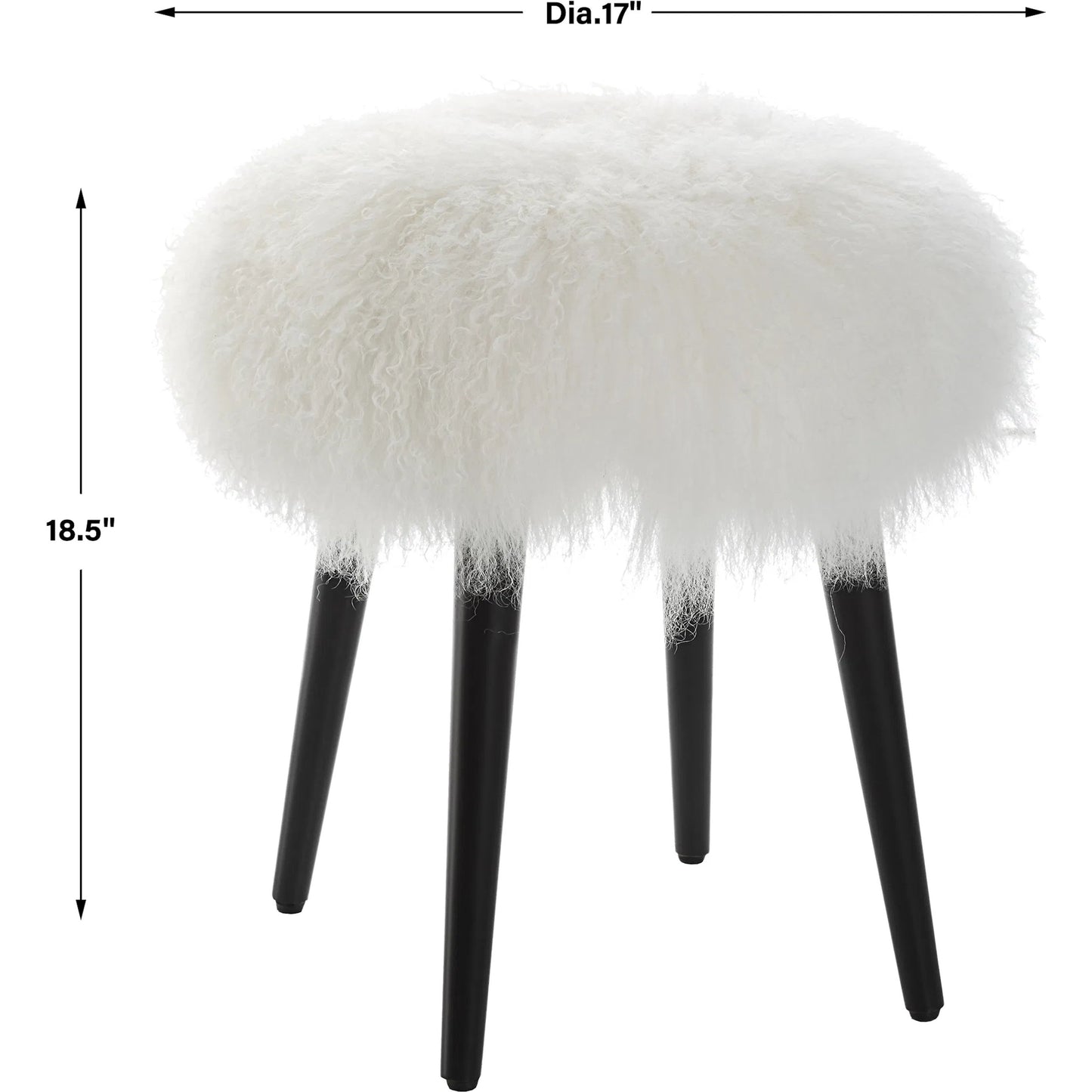 003 SI-2262258 | Additional Silo | Wooly Sheepskin Accent Stool by Uttermost in black. Made from rubber wood, real sheepskin, foam, plywood in a unique style.