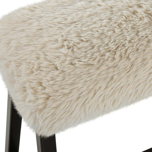 Taupo Sheepskin Bench by Uttermost in iron. Made from iron, mdf, polyester, foam in a transitional style.