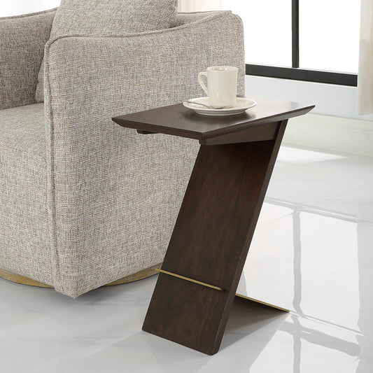 Breakthrough Modern Accent Table by Uttermost in brass. Made from rubber wood, stainless steel in a modern style.