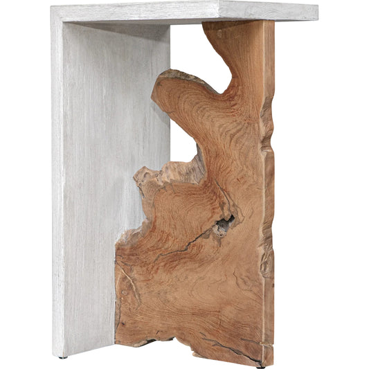 Intersect Modern Accent Table by Uttermost in teak. Made from mindi wood, teak root wood in a cottage & farmhouse style.