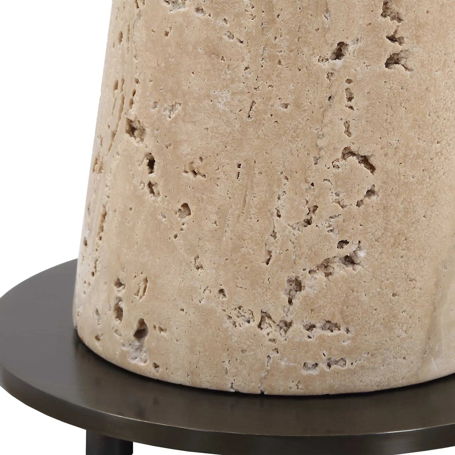 004 SI-2262236 | Closeup | Arthur Drink Table by Uttermost in bronze. Made from steel, crystal, marble in a unique style.