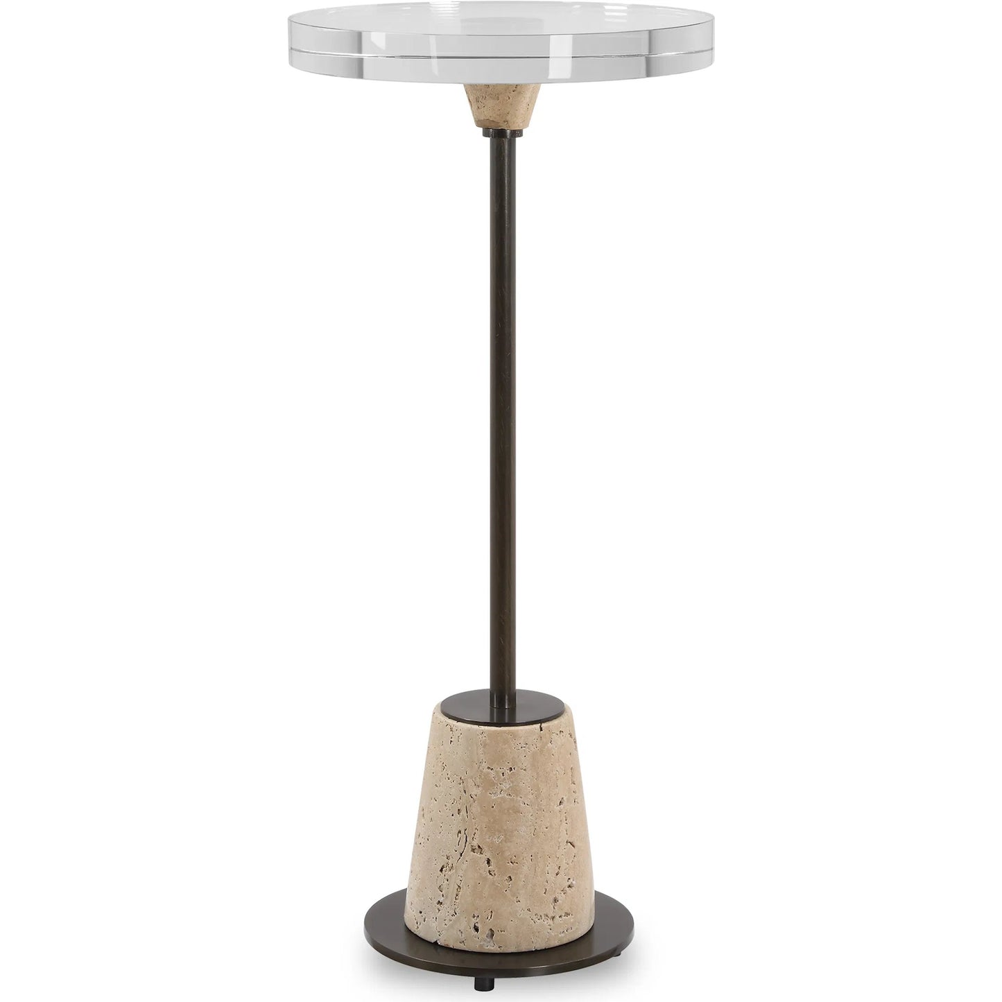 002 SI-2262236 | Primary Silo | Arthur Drink Table by Uttermost in bronze. Made from steel, crystal, marble in a unique style.