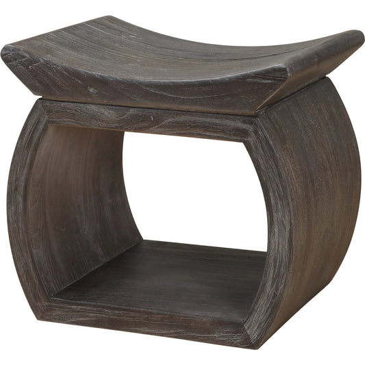 001 SI-2262318 | Primary Silo | Connor Accent Stool by Uttermost in walnut. Made from reclaim elm wood in a traditional style.