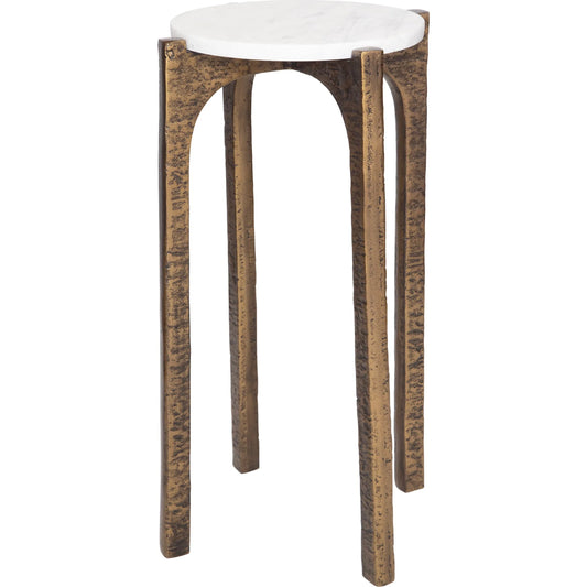 Vivi Drink Table by Uttermost in brass. Made from aluminum, marble in a modern style.