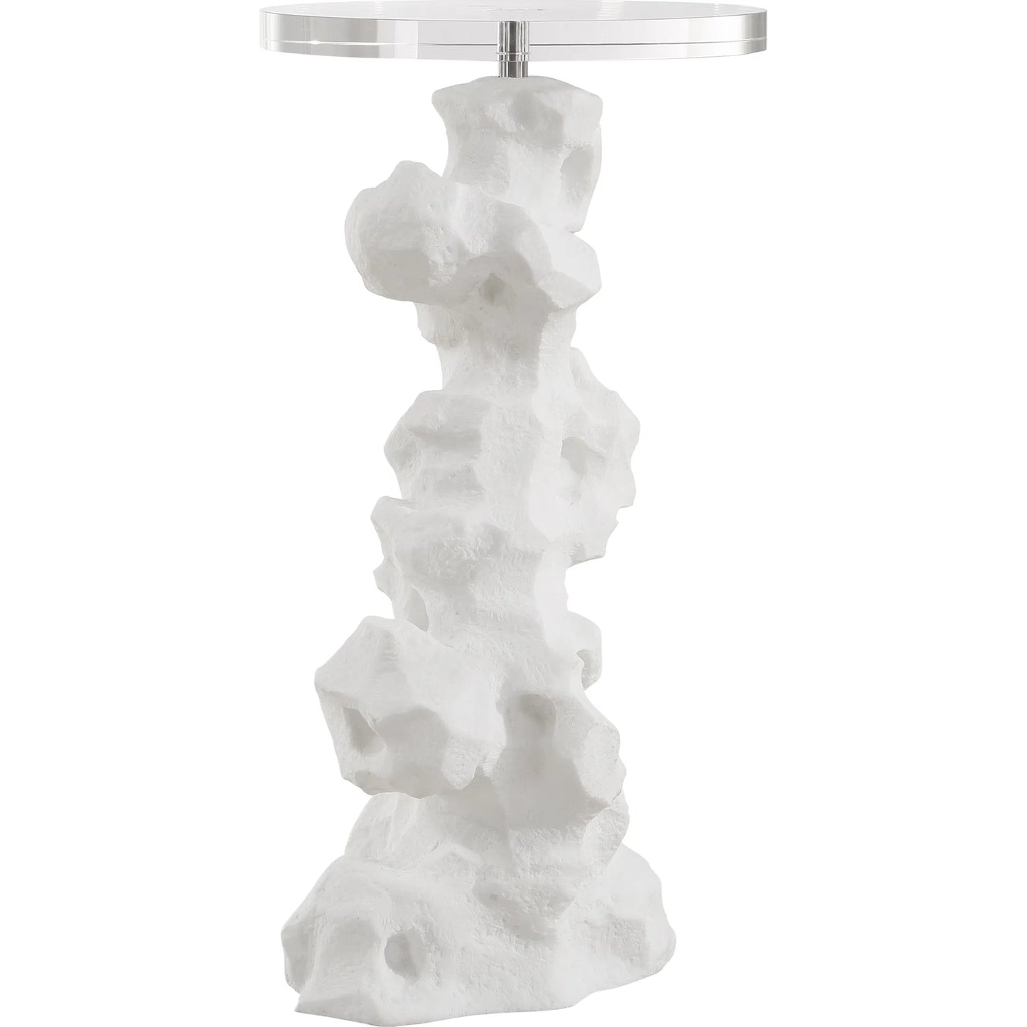 001 SI-2262312 | Primary Silo | Remnant Drink Table by Uttermost in white. Made from man made stone, crystal, iron in a modern style.