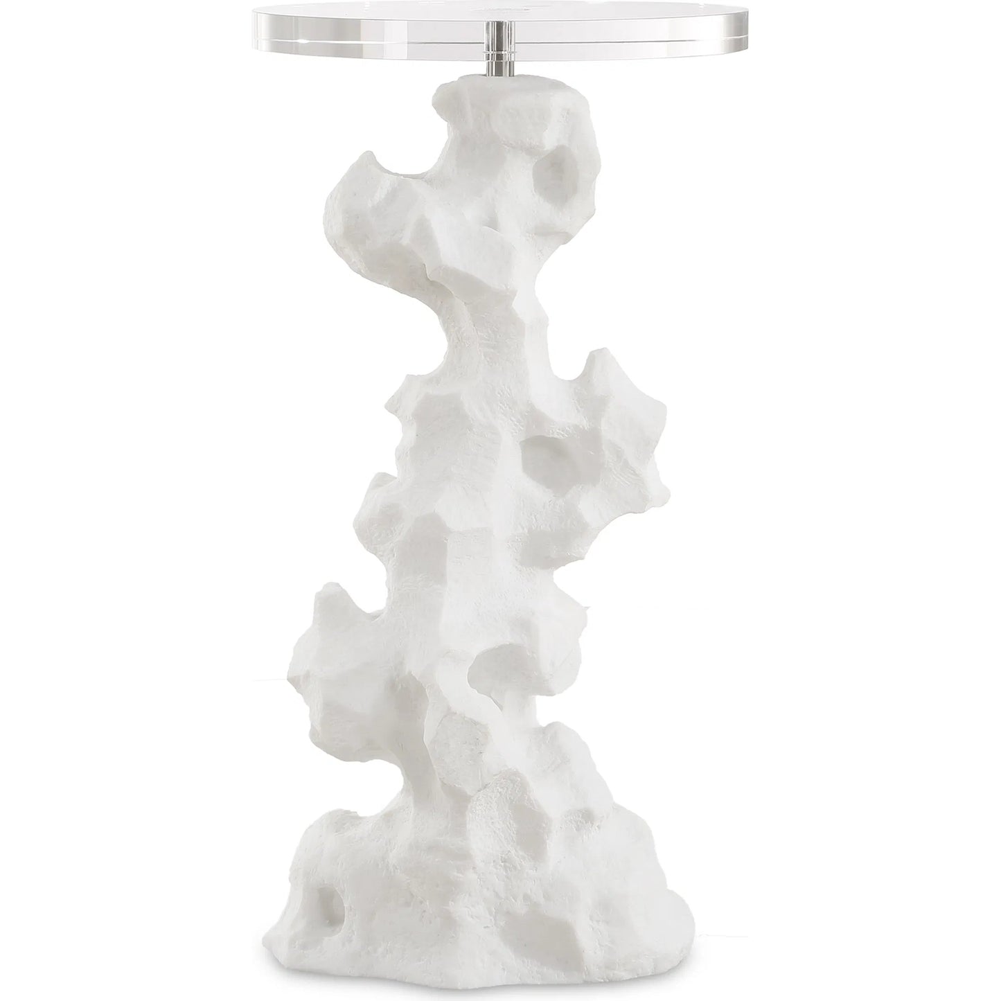 002 SI-2262312 | Primary Silo | Remnant Drink Table by Uttermost in white. Made from man made stone, crystal, iron in a modern style.