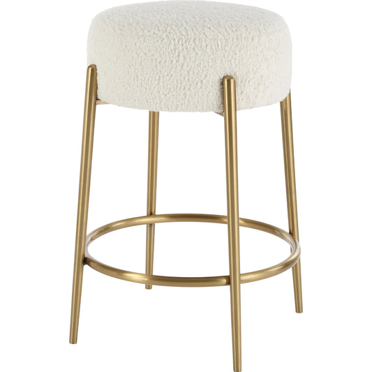 Arles Counter Stool by Uttermost in brass. Made from stainless steel, plywood, hardwood, fabric, foam in a transitional style.