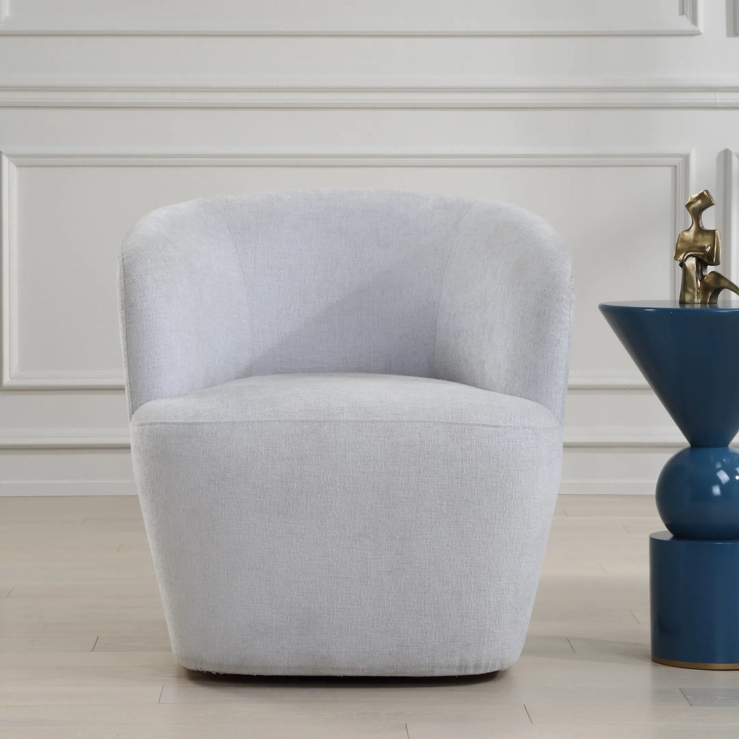 003 SI-2262262 | Lifestyle | Mist Barrel Swivel Chair by Uttermost in black. Made from rubber wood,plywood,fabric,foam,hardware in a unique style.