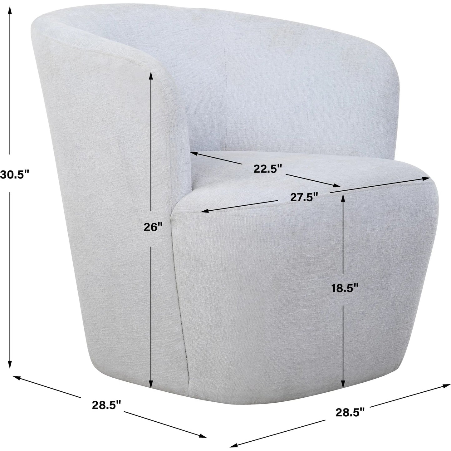 007 SI-2262262 | Unknown | Mist Barrel Swivel Chair by Uttermost in black. Made from rubber wood,plywood,fabric,foam,hardware in a unique style.