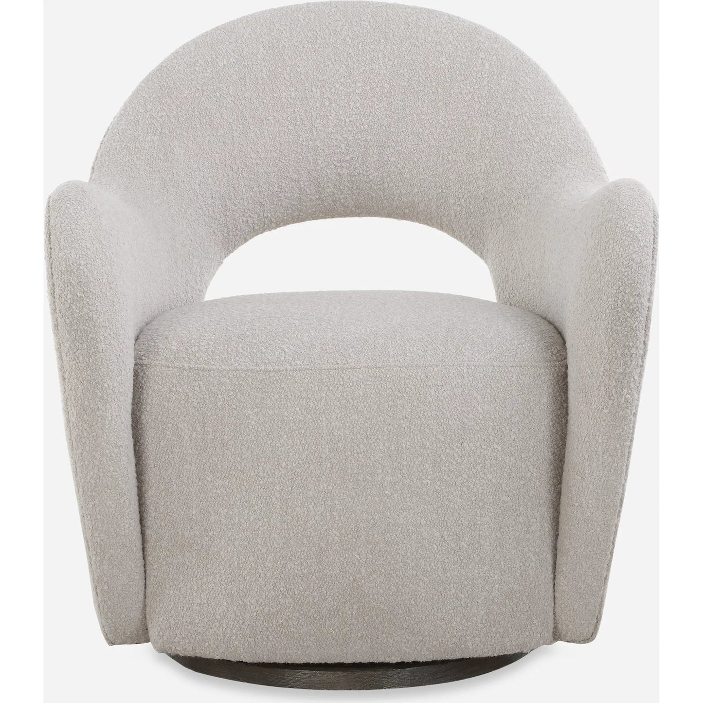 002 SI-2262267 | Additional Silo | Wander Swivel Chair by Uttermost in oat and dark walnut. Made from bent wood, hardwood, fabric, foam in a unique style.