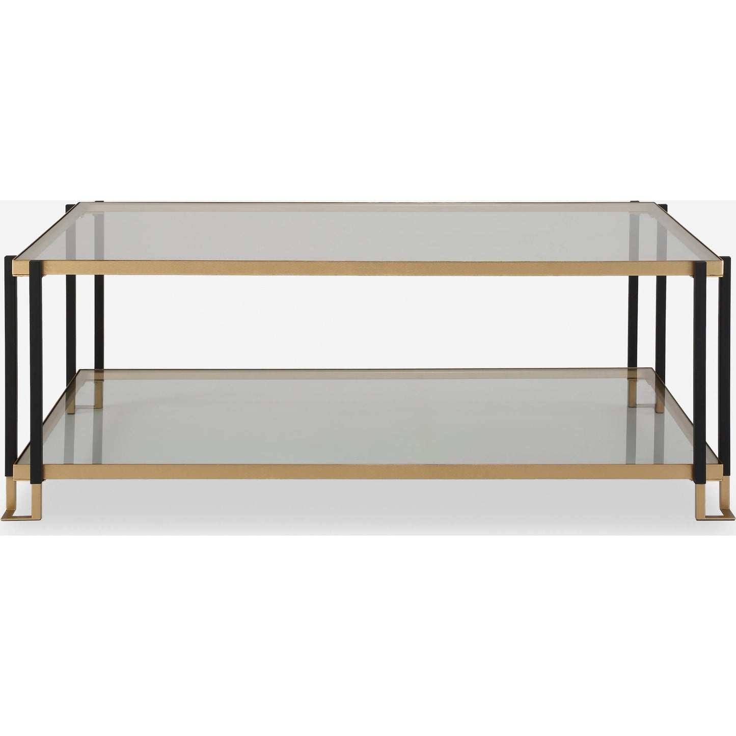 002 SI-2262337 | Additional Silo | Kentmore Glass Coffee Table by Uttermost in gold leaf. Made from iron, tempered glass in a modern style.