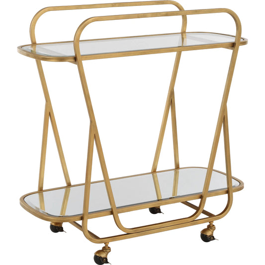 Swain Serving Cart by Uttermost in brass. Made from iron, glass, mirror in a transitional style.