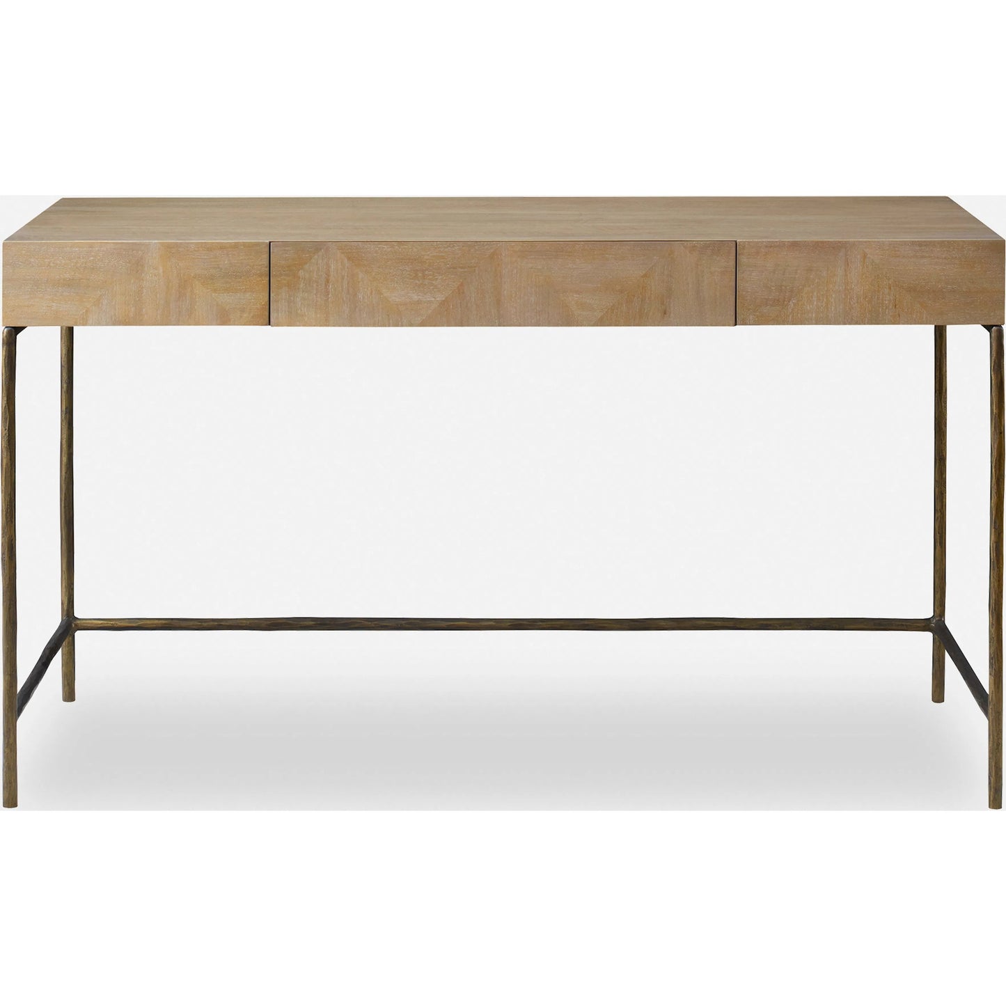 002 SI-2262322 | Additional Silo | Aristotle Natuiral Modern Desk by Uttermost in gold. Made from cast iron, mdf, pramavera veneer in a transitional style.