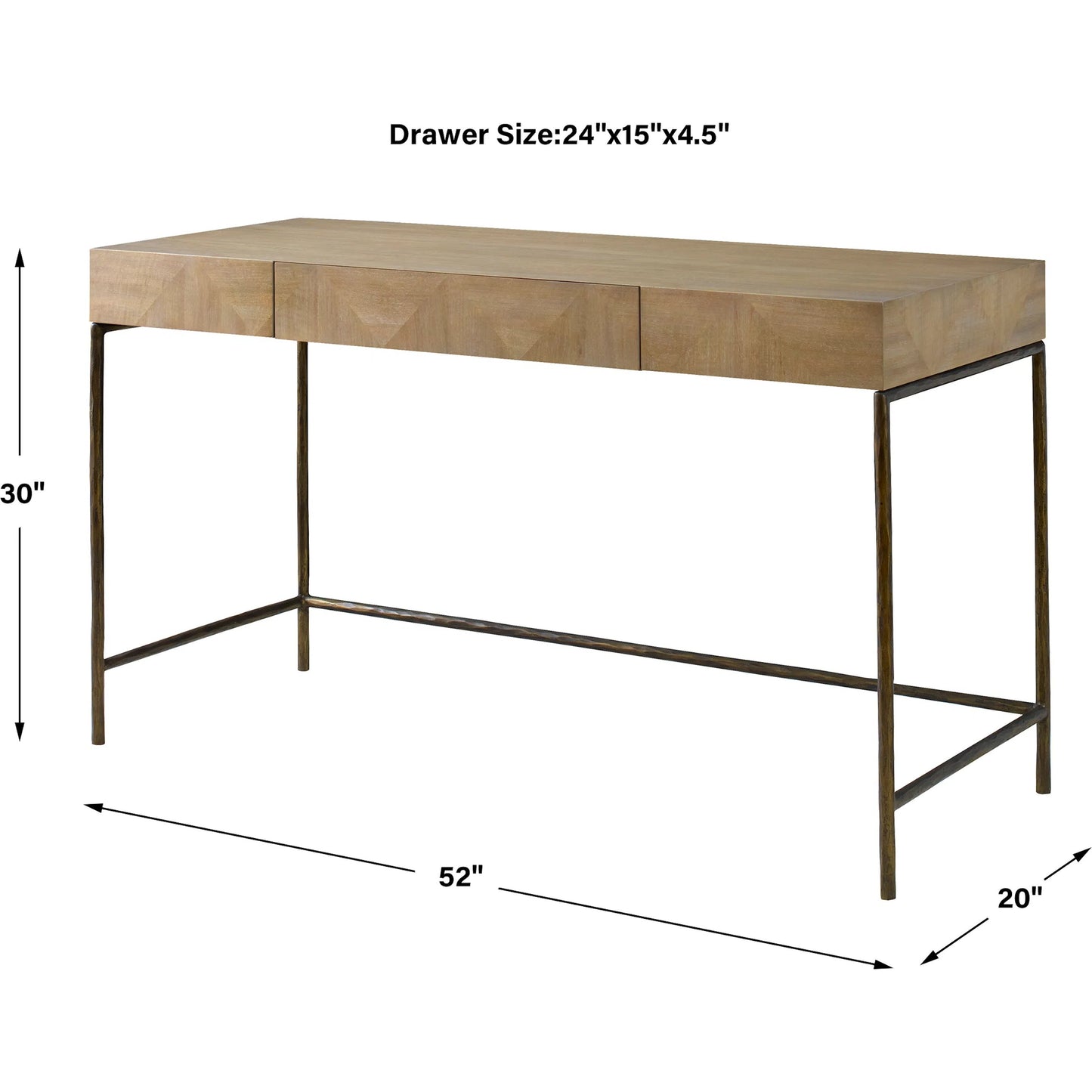 005 SI-2262322 | Additional Silo | Aristotle Natuiral Modern Desk by Uttermost in gold. Made from cast iron, mdf, pramavera veneer in a transitional style.