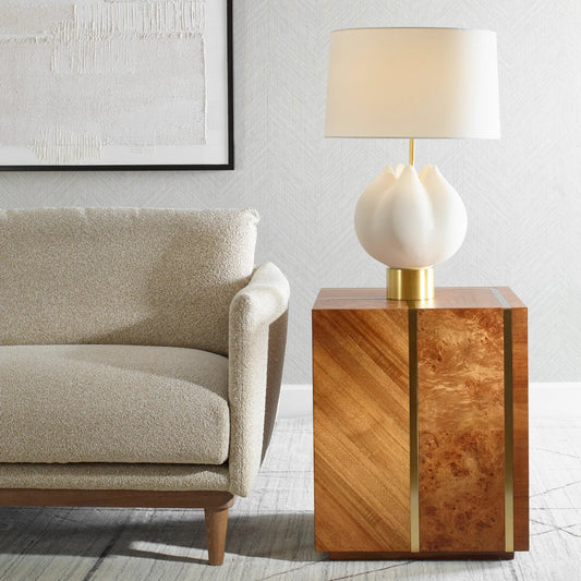 Seven Wonders Side Table by Uttermost in maple. Made from stianless steel, mdf, veneer, solid wood in a modern style.